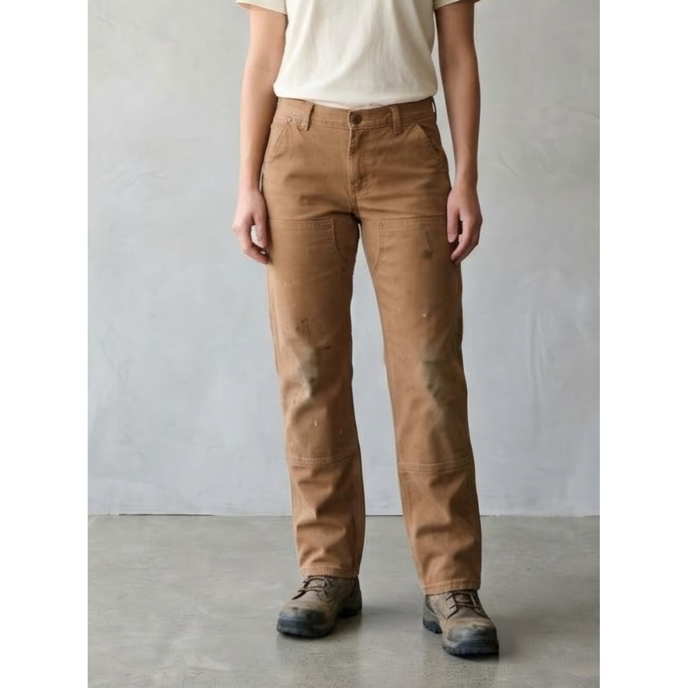Carhartt Double Front Work Utility Straight Fit Canvas Pants Brown 12 Regular